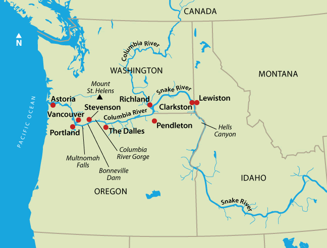 Columbia and Snake rivers map